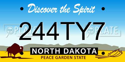 244TY7 North Dakota License Plate
