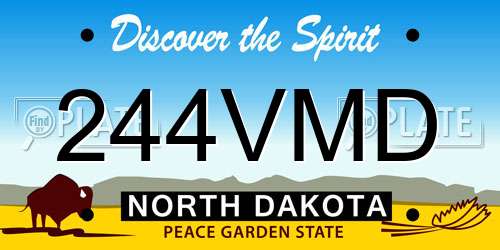 244VMD North Dakota License Plate