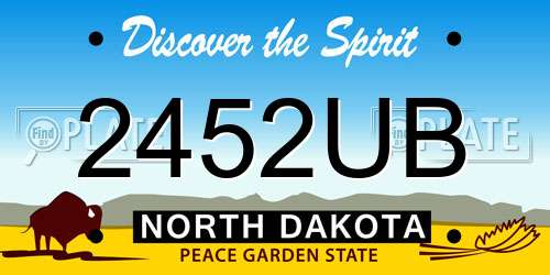 2452UB North Dakota License Plate
