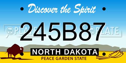 245B87 North Dakota License Plate