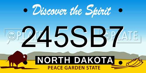 245SB7 North Dakota License Plate