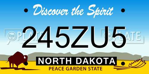 245ZU5 North Dakota License Plate
