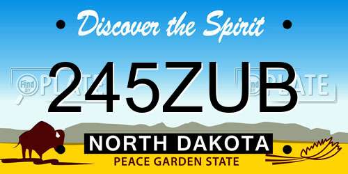 245ZUB North Dakota License Plate