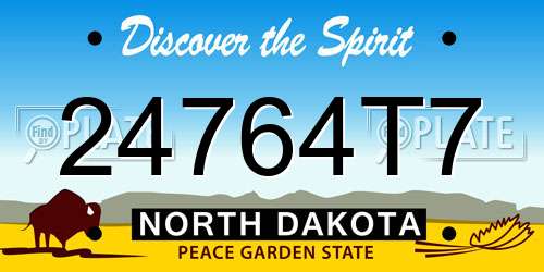 24764T7 North Dakota License Plate