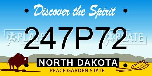 247P72 North Dakota License Plate