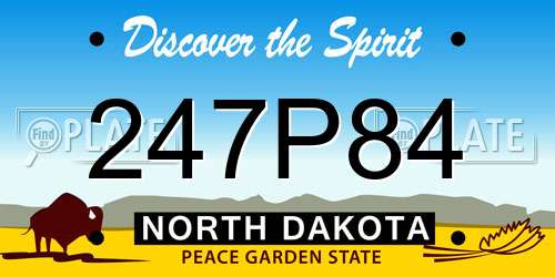 247P84 North Dakota License Plate