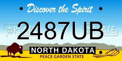 2487UB North Dakota License Plate
