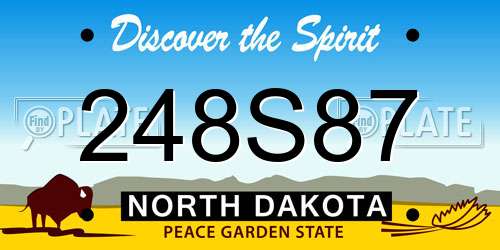 248S87 North Dakota License Plate