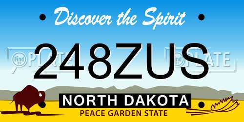 248ZUS North Dakota License Plate
