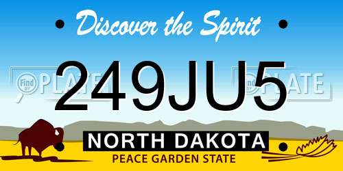 249JU5 North Dakota License Plate