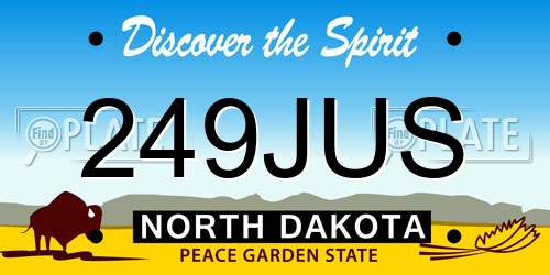 249JUS North Dakota License Plate