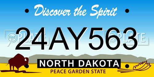 24AY563 North Dakota License Plate
