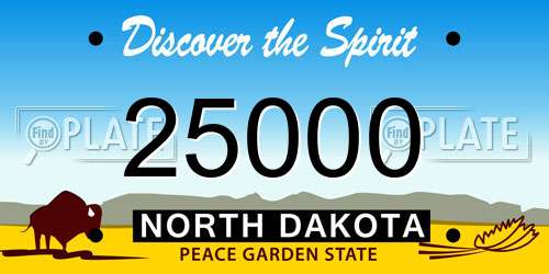 25000 North Dakota License Plate