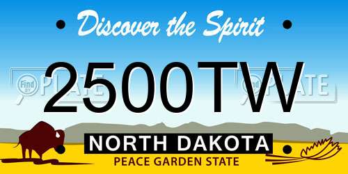 2500TW North Dakota License Plate