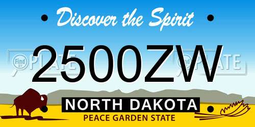 2500ZW North Dakota License Plate