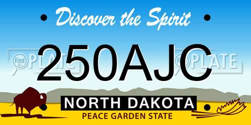 250AJC North Dakota License Plate