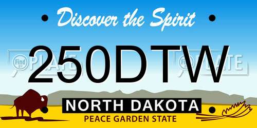250DTW North Dakota License Plate