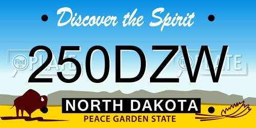250DZW North Dakota License Plate