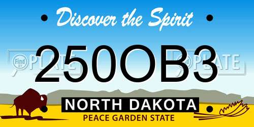 250OB3 North Dakota License Plate