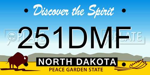 251DMF North Dakota License Plate