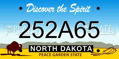 252A65 North Dakota License Plate