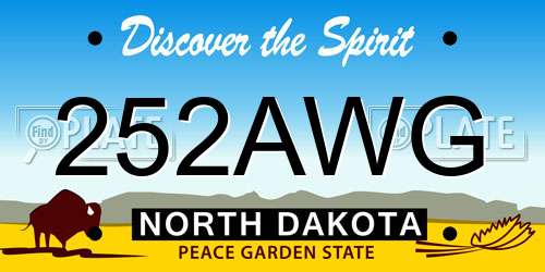 252AWG North Dakota License Plate