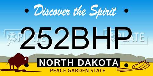 252BHP North Dakota License Plate
