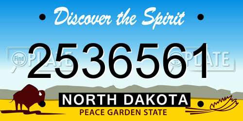 2536561 North Dakota License Plate