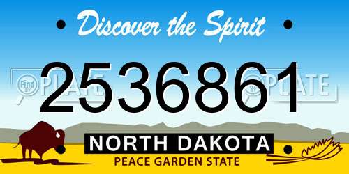 2536861 North Dakota License Plate