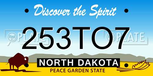253TO7 North Dakota License Plate