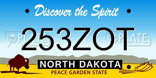 253ZOT North Dakota License Plate