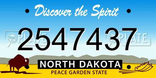 2547437 North Dakota License Plate