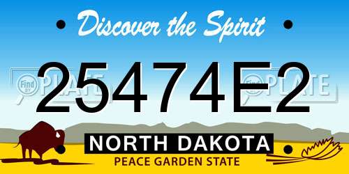 25474E2 North Dakota License Plate
