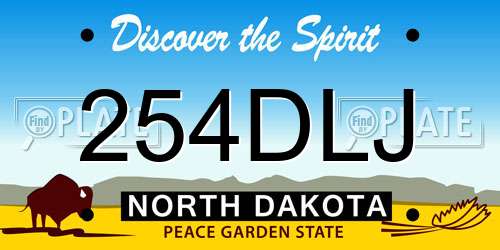254DLJ North Dakota License Plate