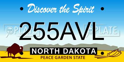 255AVL North Dakota License Plate