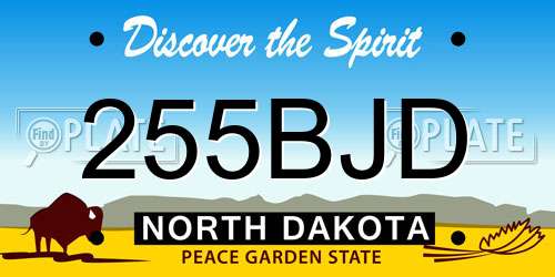 255BJD North Dakota License Plate