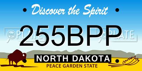 255BPP North Dakota License Plate