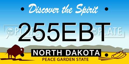 255EBT North Dakota License Plate