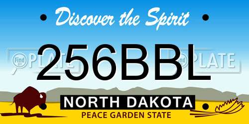256BBL North Dakota License Plate