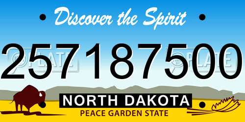 257187500 North Dakota License Plate