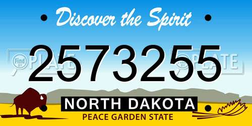 2573255 North Dakota License Plate