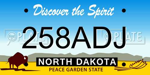 258ADJ North Dakota License Plate