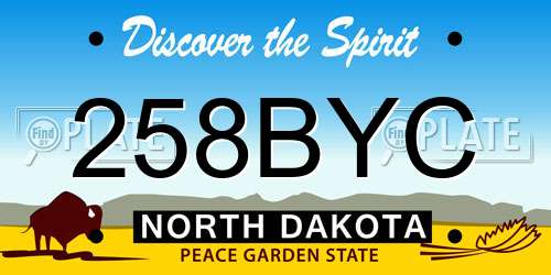 258BYC North Dakota License Plate
