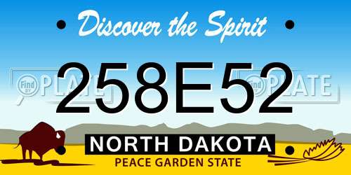 258E52 North Dakota License Plate