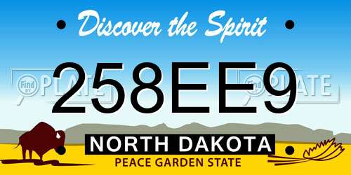 258EE9 North Dakota License Plate