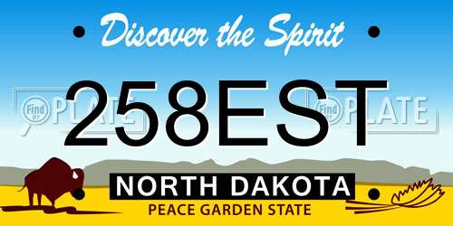 258EST North Dakota License Plate