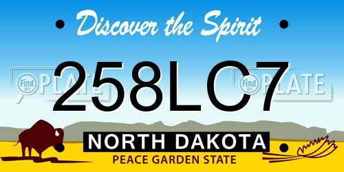 258LC7 North Dakota License Plate