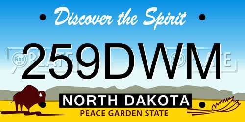259DWM North Dakota License Plate