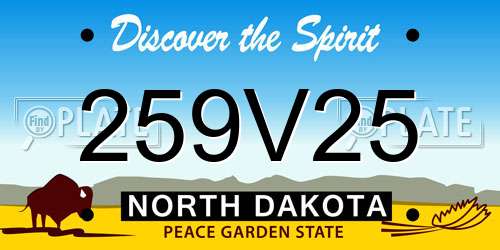 259V25 North Dakota License Plate