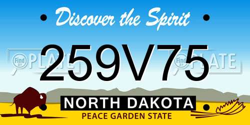 259V75 North Dakota License Plate